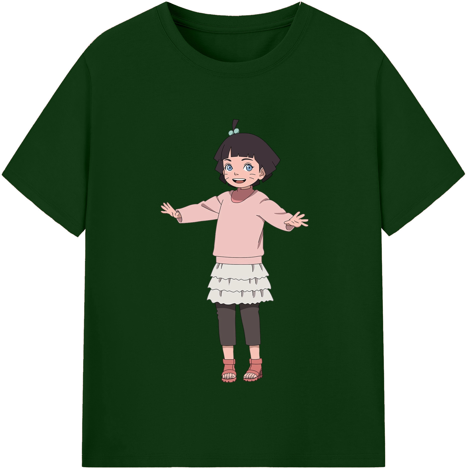 （画像用） NARUTO -ナルト- うずまき ヒマワリ Uzumaki Himawari 綿100％半袖Tシャツ（フロントプリント）